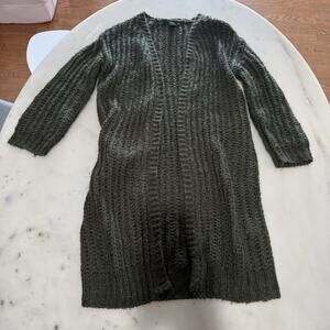 Forever 21 Women’s L Olive Green Longline Knit Cardigan Sweater